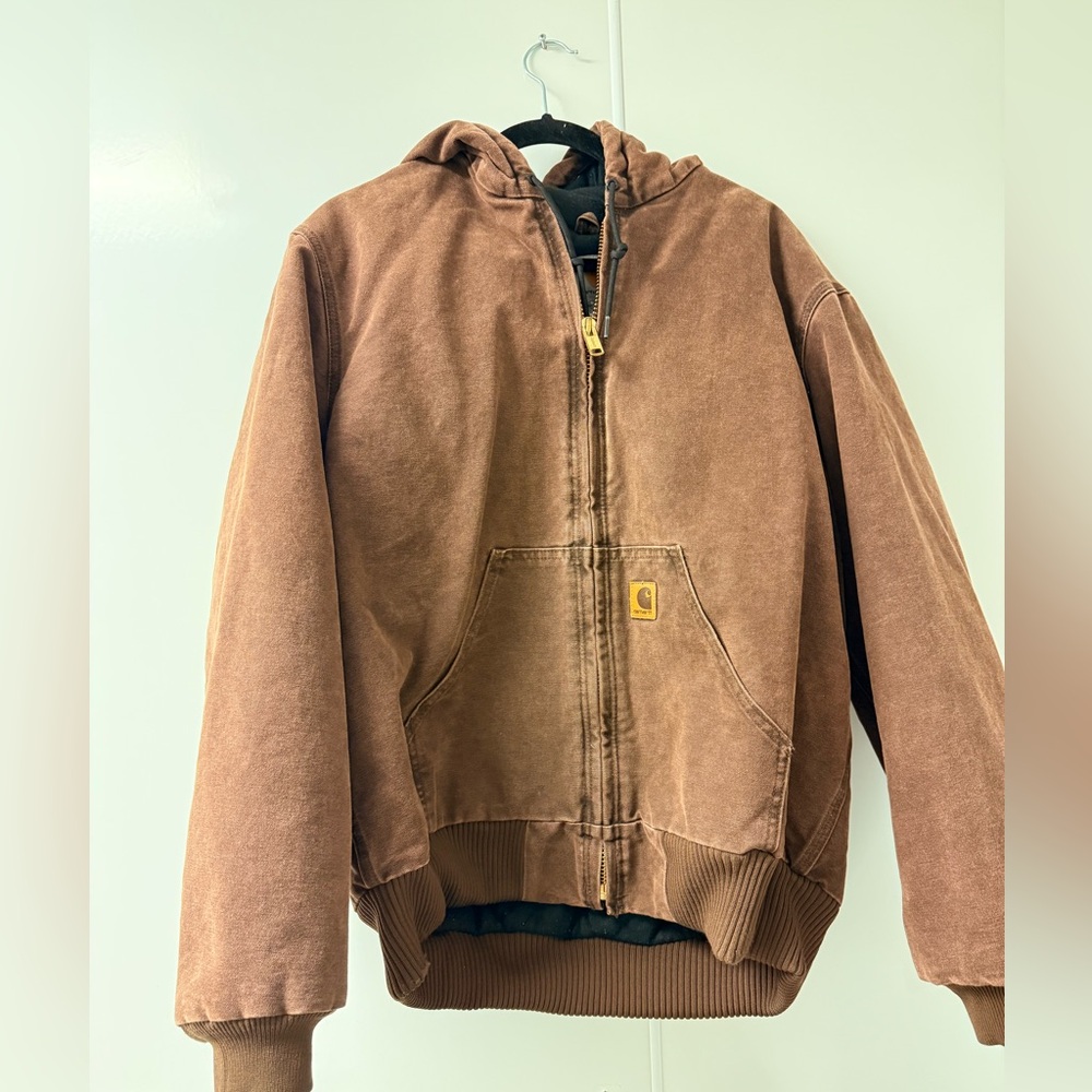 Carhartt vintage J130 CHT Canvas Jacket Quilt Lined Y2K Distressed Hooded M